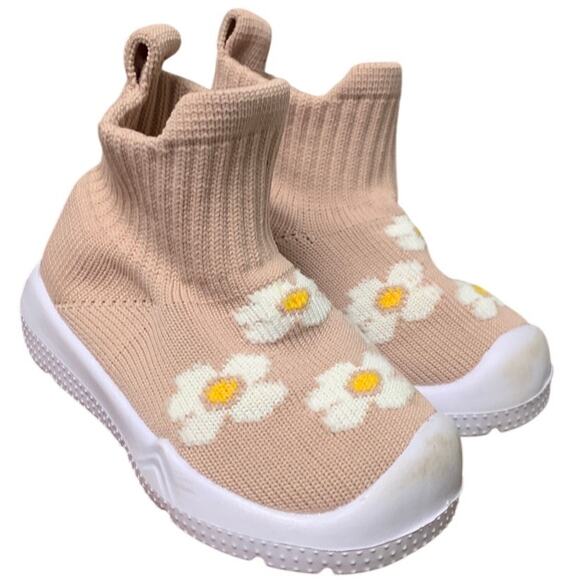 Morendl Infant Baby Size 9-12 Months Pink Floral Round Toe Non Slip Sock Shoes - Picture 1 of 7